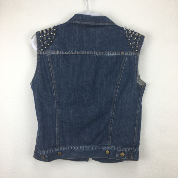 Forever 21 Womens M Blue Denim Cut Off Jean Jacket - Picture 2 of 11